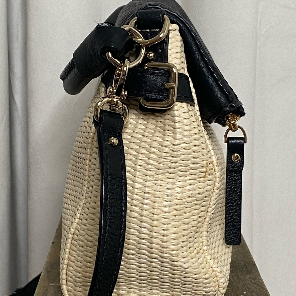 Kate Spade New York Leather and Basketweave Satchel with Crossbody Strap - Picture 5 of 16